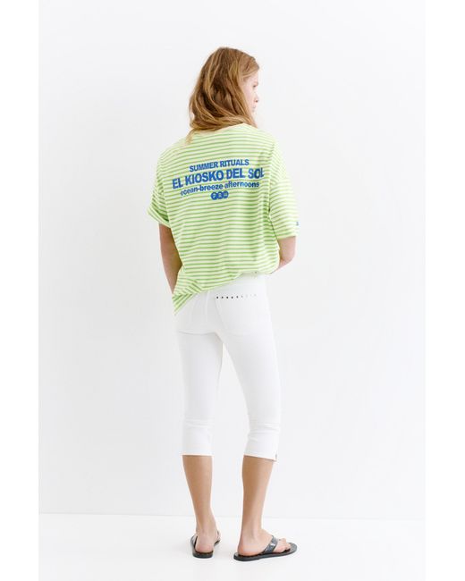 Pull&Bear Green Striped T-Shirt