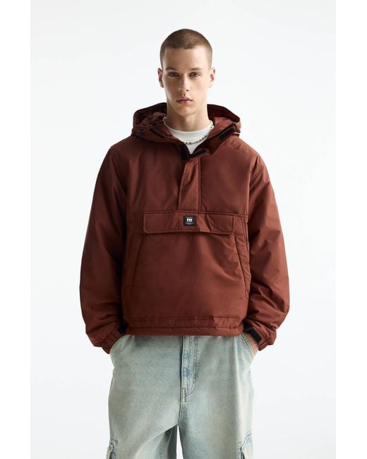 Pull&Bear Brown Jacket With Pouch Pocket And Logo for men