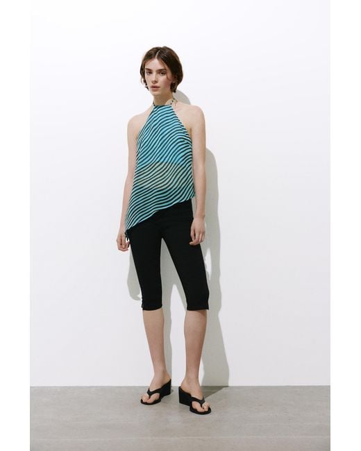Pull&Bear Blue Wavy Halter Top