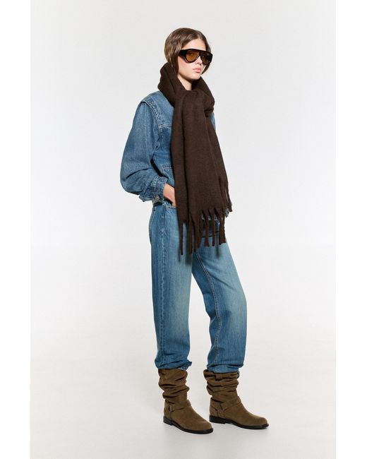 Pull&Bear Brown Maxi Mohair-Effect Scarf
