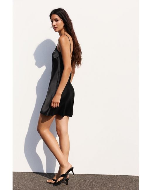 Pull&Bear Black Short Satin Strappy Dress