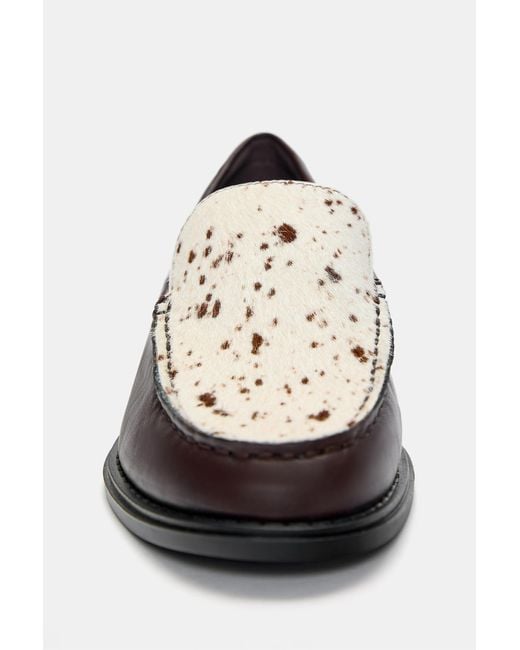 Pull&Bear White Mokassin Im Animalprint-Kontrast