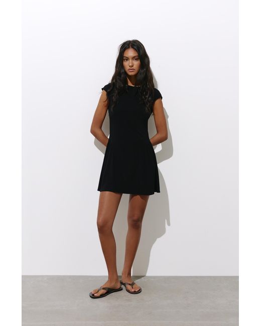 Pull&Bear Black Short Gathered Dress