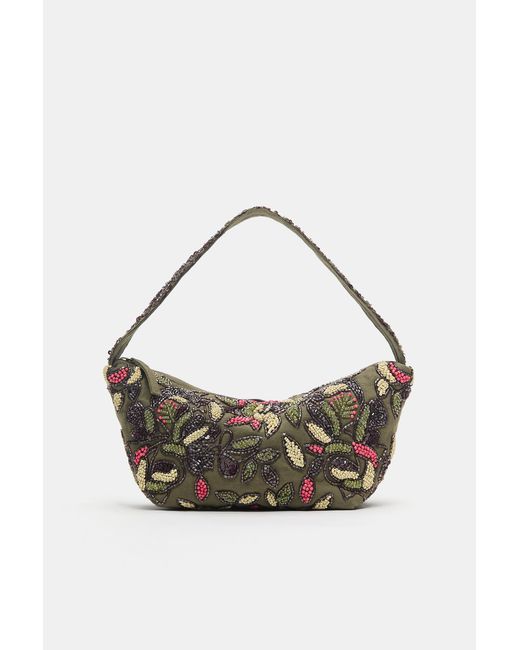 Pull&Bear Green Beaded Shoulder Bag