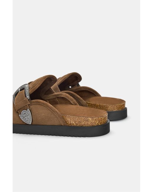 Pull&Bear Leder-Clogs Mit Schnalle in Brown für Herren