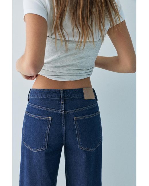 Pull&Bear Blue Wide-Leg Stud Jeans