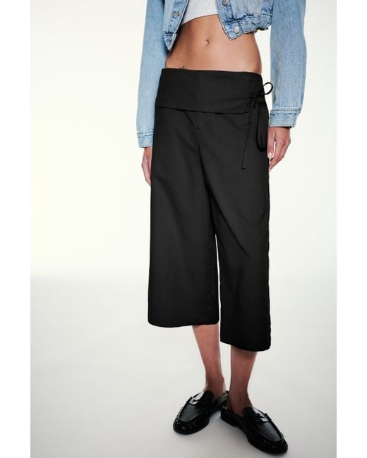 Pull&Bear Blue Waistband Culottes With Bow