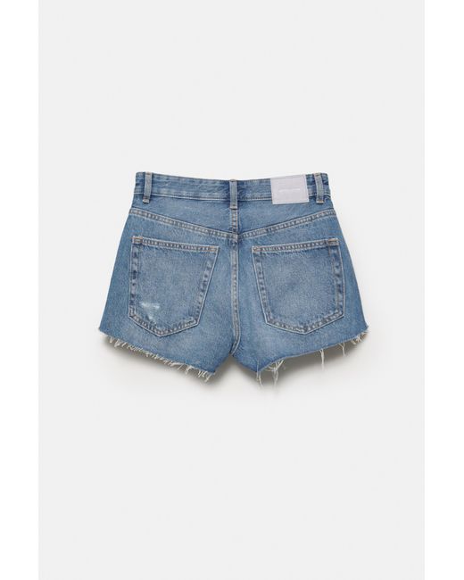 Pull&Bear Blue Mom Fit Ripped Denim Shorts