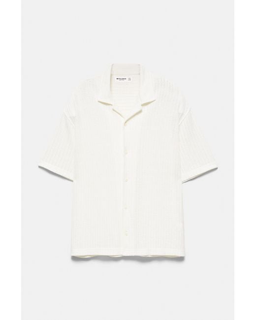 Pull&Bear Gray Short Sleeve Cutwork Shirt for men
