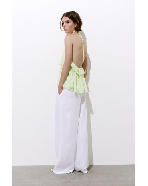 Pull&Bear White Halter Neck Ruffle Top