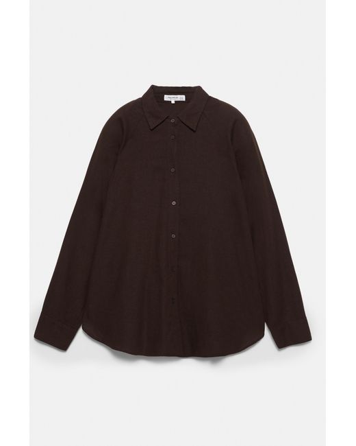 Pull&Bear Black Rustic Linen Blend Shirt