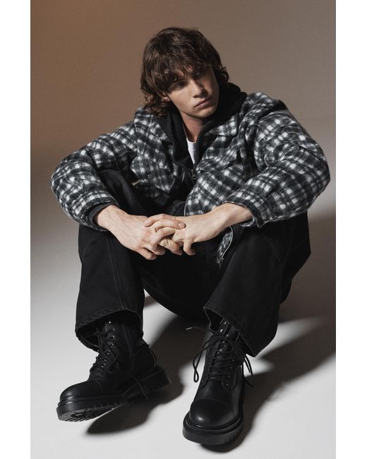 Pull&Bear Schnürstiefel in Black für Herren