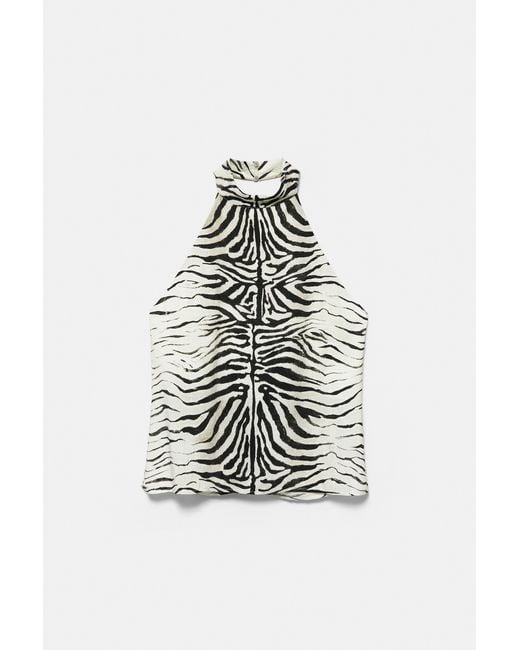 Pull&Bear Haltertop Met Zebraprint in het Green