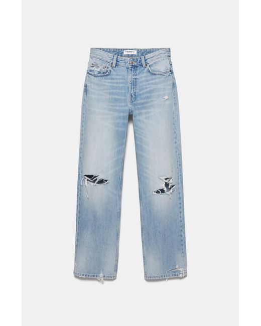 Pull&Bear Blue Boyfriend Ripped Jeans