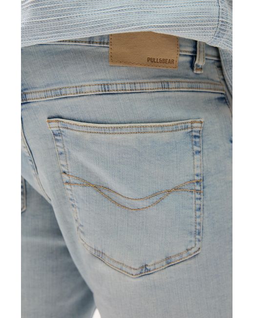 Pull&Bear Blue Ripped Carrot Fit Jeans for men
