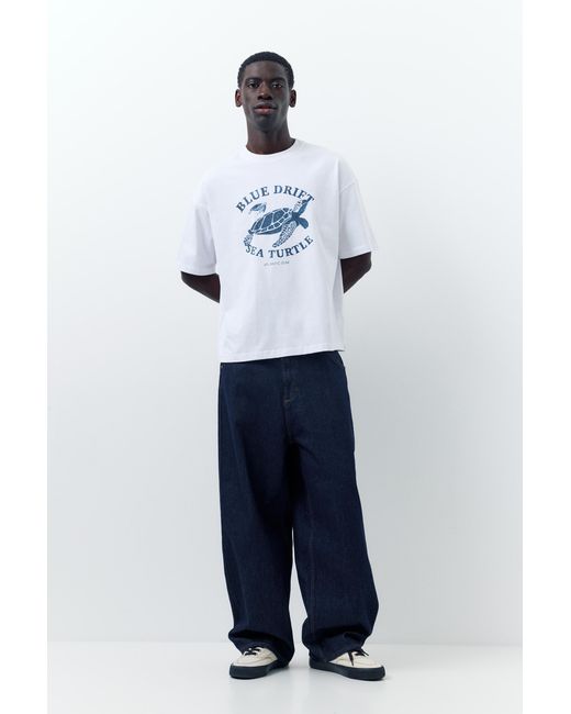 Pull&Bear Blue Turtle T-Shirt for men