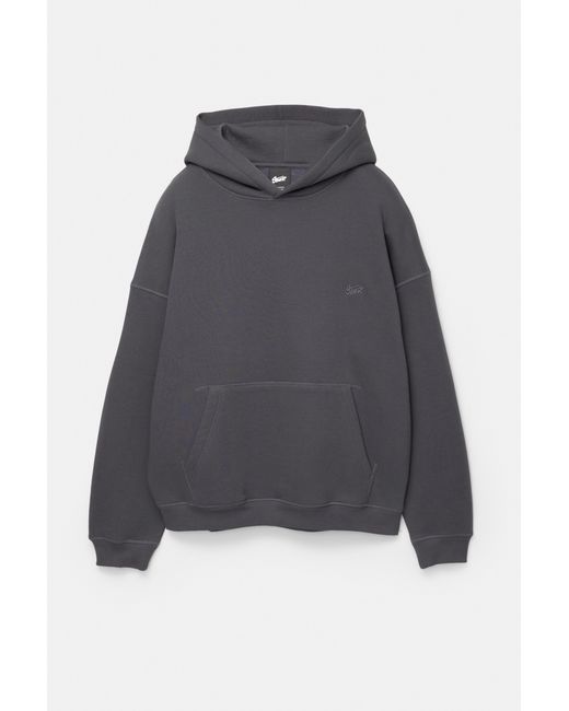 Pull&Bear Black Stwd Embroidered Hoodie for men