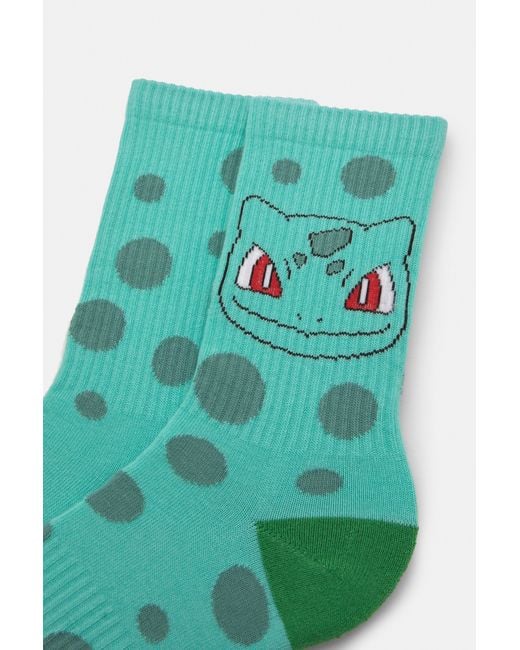 Pull&Bear Green Pokémon Bulbasaur Socks for men