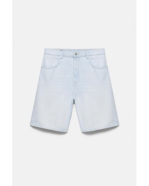 Pull&Bear Blue Baggy Relaxed Fit Denim Bermuda Shorts for men