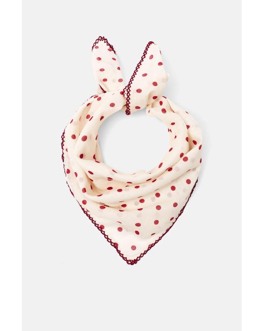 Pull&Bear Pink Polka Dot Lace Trim Bandanna Scarf