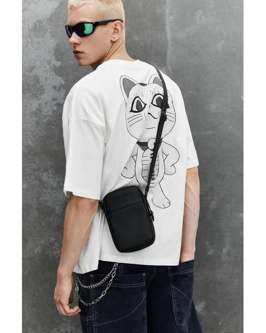 Pull&Bear Gray Rubberised Crossbody Bag for men
