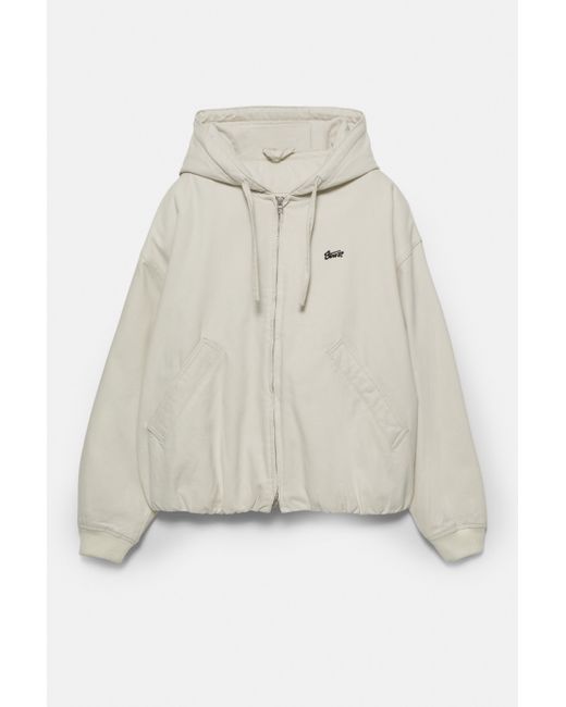 Pull&Bear Blue Stwd Hooded Bomber Jacket for men