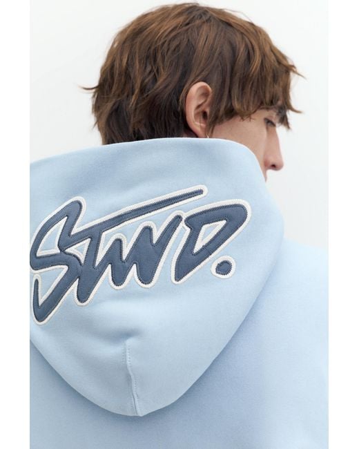 Pull&Bear Blue Boxy Hoodie for men