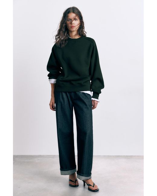 Pull&Bear Black Oversize Fleece Sweatshirt