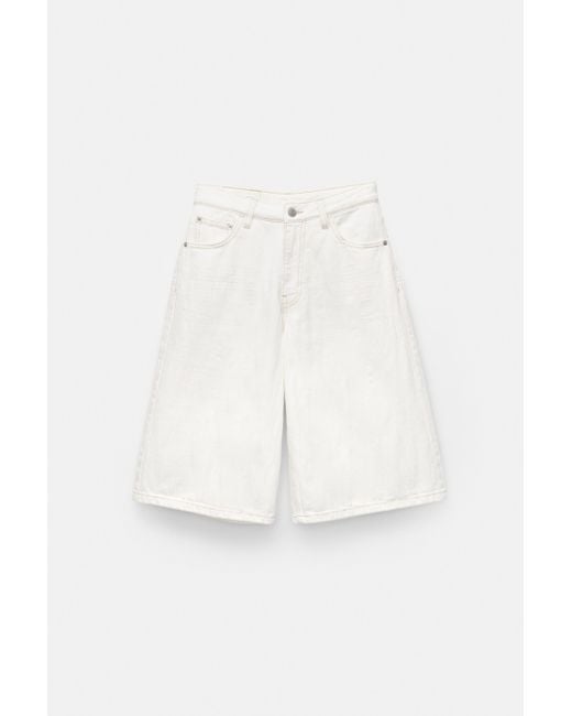 Pull&Bear White Weiße Jorts Mit Textur