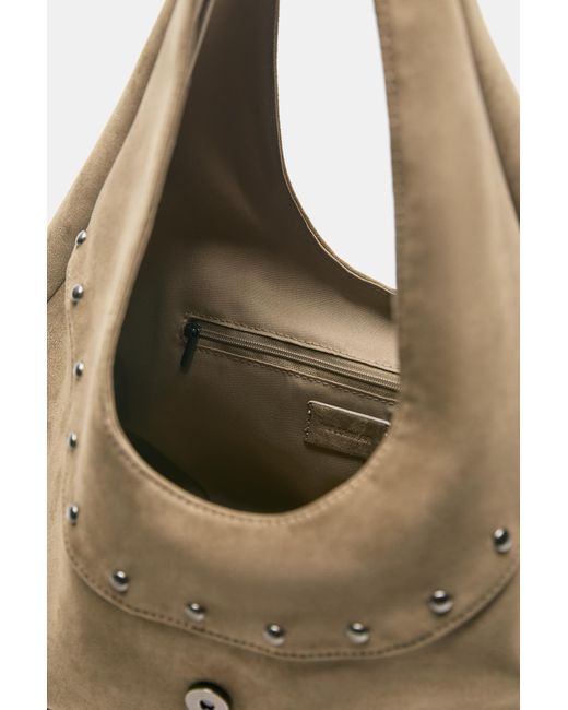 Pull&Bear Natural Studded Buckle Tote Bag