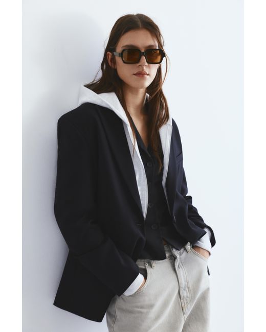 Pull&Bear Black Square Resin Sunglasses