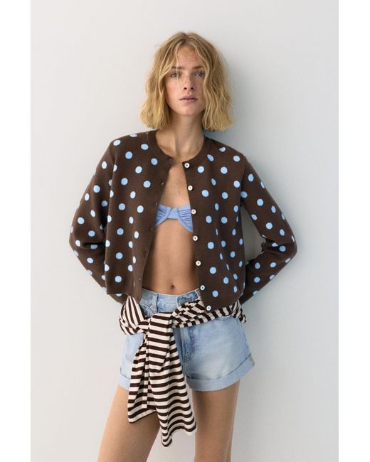 Pull&Bear Blue Polka Dot Cardigan