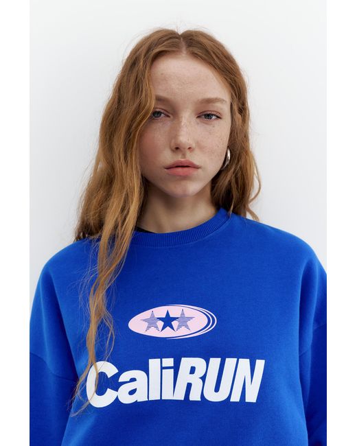 Pull&Bear Blauwe Sweater Met Sterren in het Blue