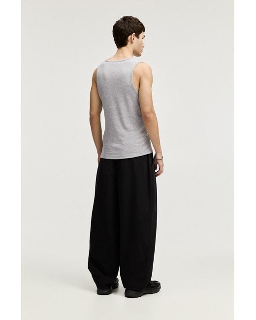 Pull&Bear White Ribbed Tank Top for men