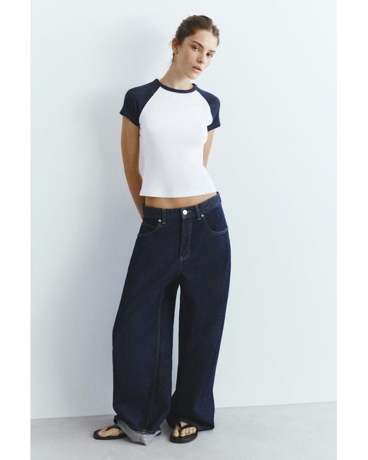 Pull&Bear Blue Raglan Sleeve T-Shirt