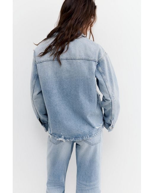 Pull&Bear Blue Worker Denim Overshirt