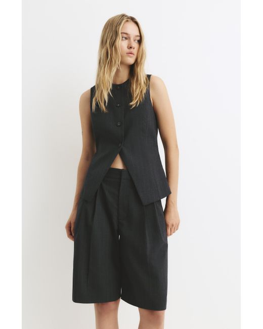 Pull&Bear Black Nadelstreifen-Bermudashorts