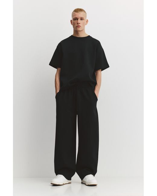 Pull&Bear Black Balloon Interlock Tracksuit Trousers for men