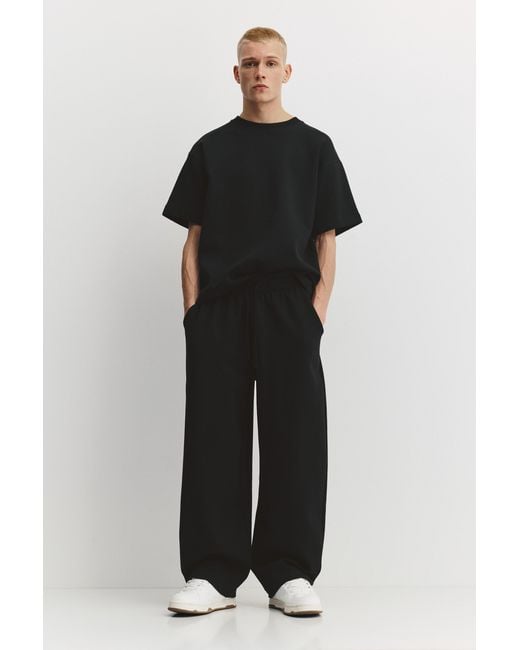Pull&Bear Black Balloon Interlock Tracksuit Trousers for men