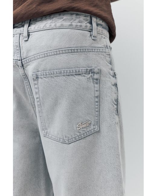 Pull&Bear Black Baggy Denim Bermuda Shorts for men
