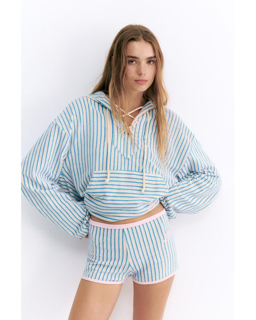 Pull&Bear Blue Pleasures X Stwd Towelling Shorts