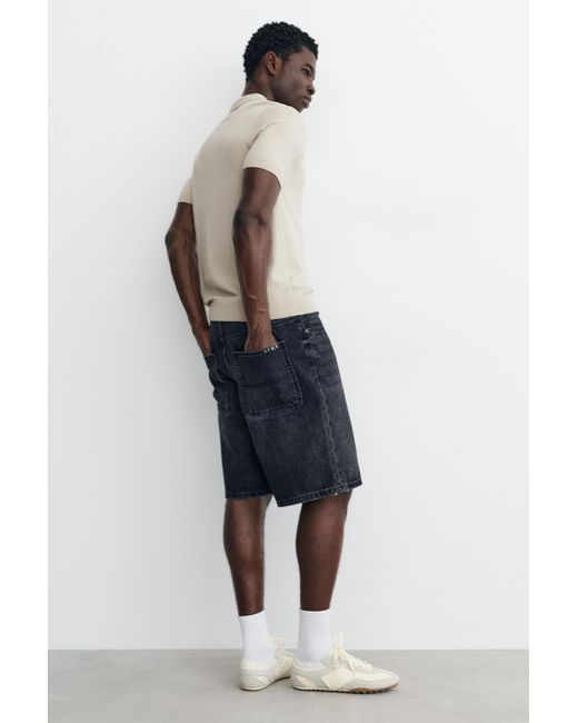 Pull&Bear Blue Short Sleeve Knit Polo Shirt for men
