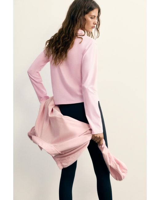Polo Manches Longues Pull&Bear en coloris Pink