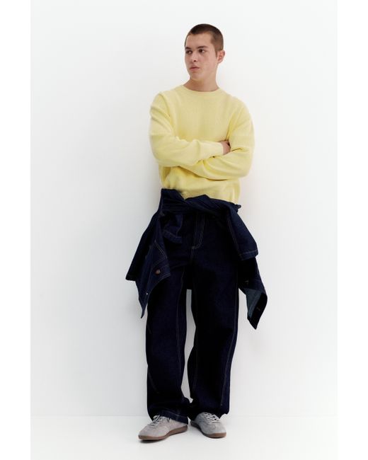 Pull&Bear Yellow Basic Round Neck Sweater for men