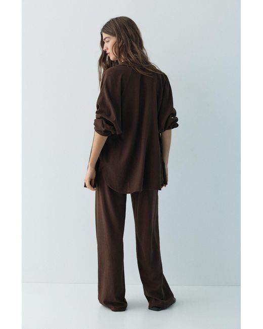 Pull&Bear Black Rustic Linen Blend Shirt