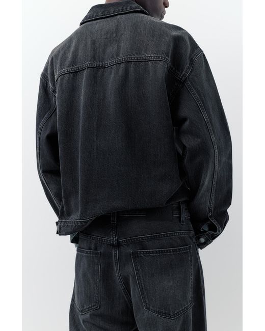Pull&Bear Black Denim Trucker Jacket for men