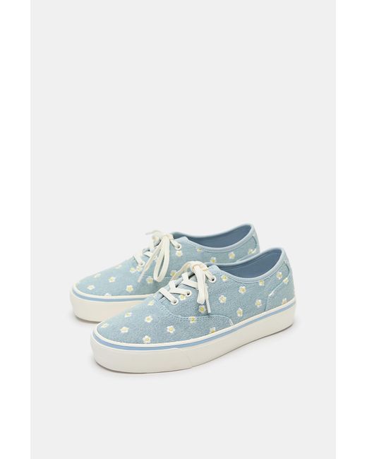 Pull&Bear Blue Daisy Canvas Trainers