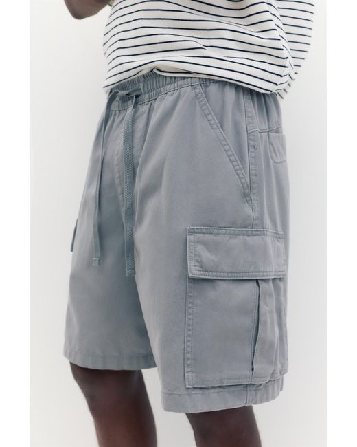 Pull&Bear Gray Cargo Bermuda Shorts for men