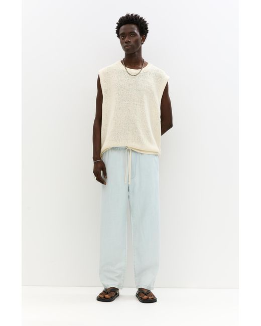 Pull&Bear White Stwd Baggy Jogger Jeans for men