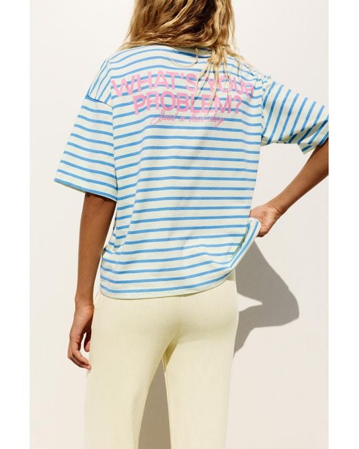 Pull&Bear Blue Oversize Striped T-Shirt